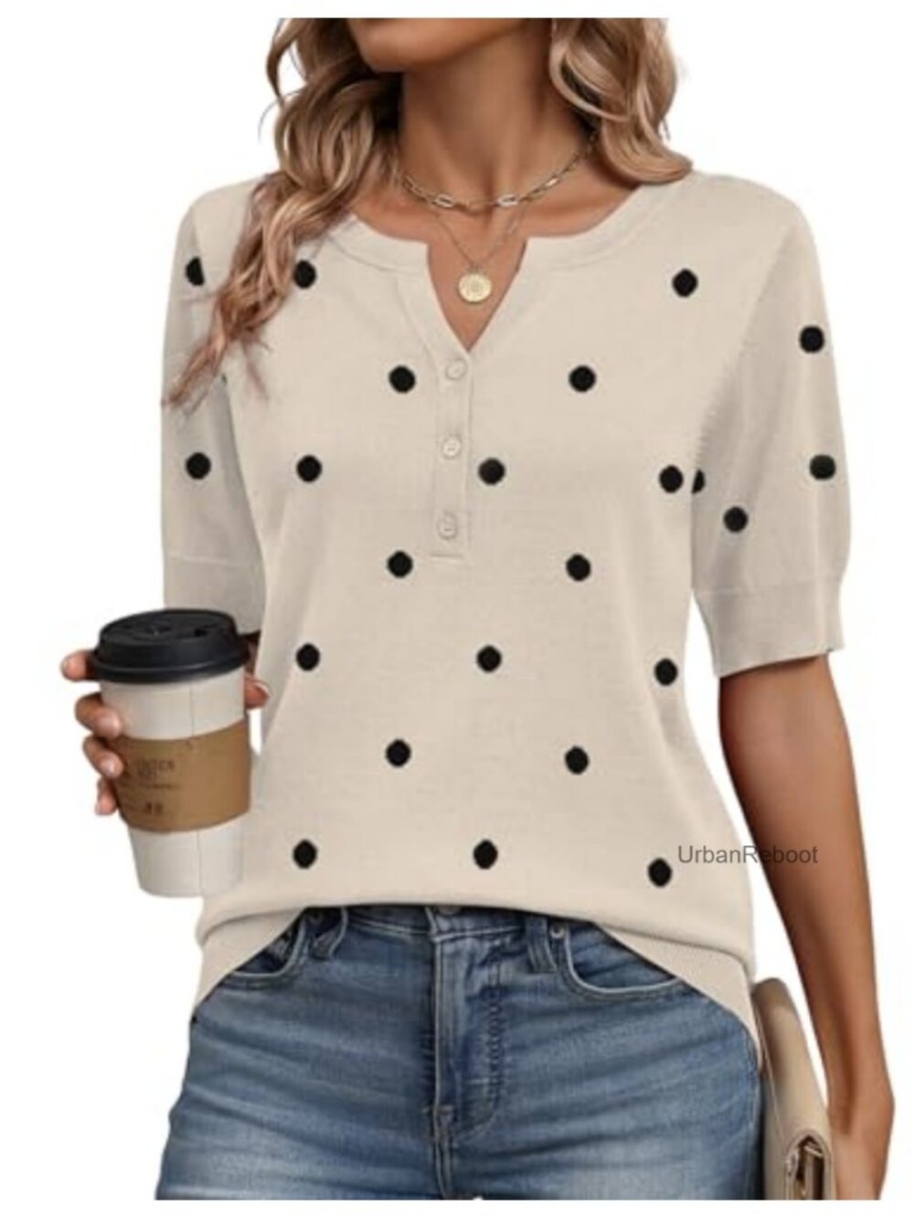 Women's Short Sleeve V-Neck Knit Sweater Lightweight Spring Summer